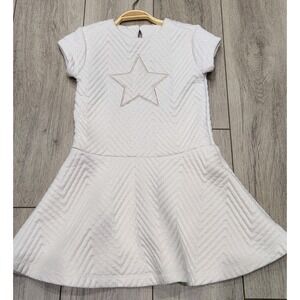 PL Kids Girl Dress 6 White‎ W/ Gold Shimmer Quilted A-Line Party Holiday Dress